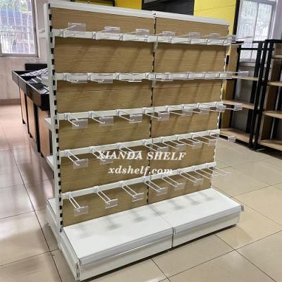 Supermarket Wooden Display Stand Wood and Metal Cosmetic Shelves Snake Rack