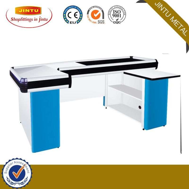 Supermarket Check out Counter, Cash Counter, with Plastic Bumper, Aluminum Alloy Bumper