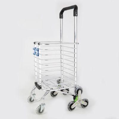 Wheeled Supermarket Trolley Alum Shopping Cart Trolley Climbing Stair Folding Cart Bag Shopping Trolley