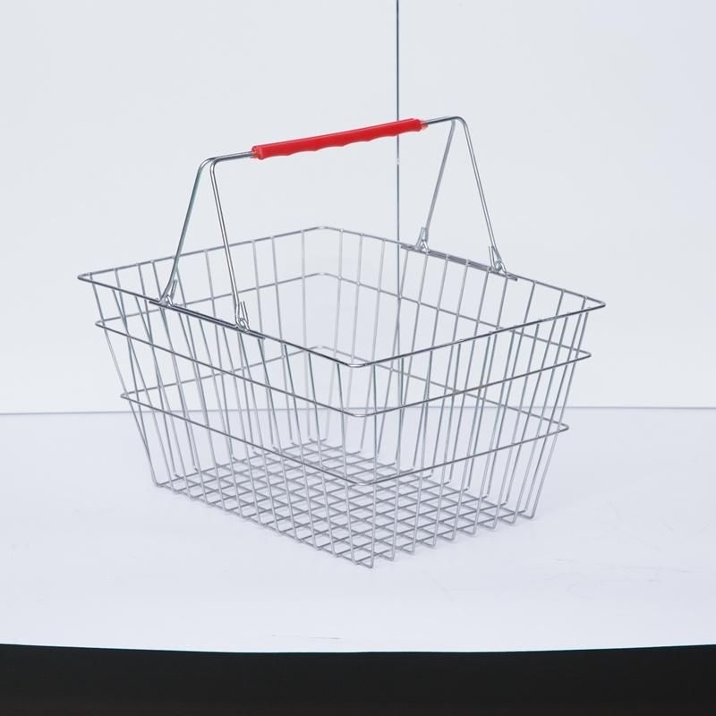 Hot Sale Chrome Metal Shopping Basket Wire Storage Basket with Handle