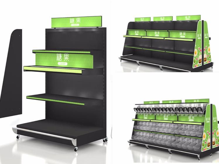 Metal Durable Supermarket Shelving Bulk Foods Display Shelf