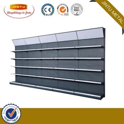 Metallic Material Metal Supermarket Shelf with Flat Back Panel