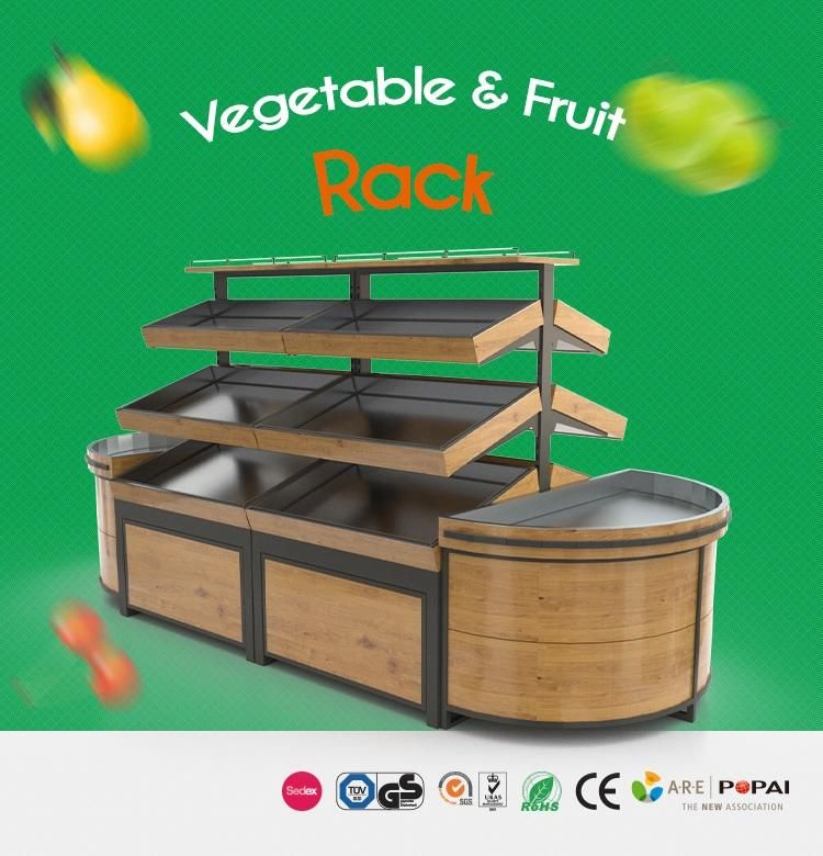 Customized Wooden Produce Display Stand Fruit and Vegetable Rack