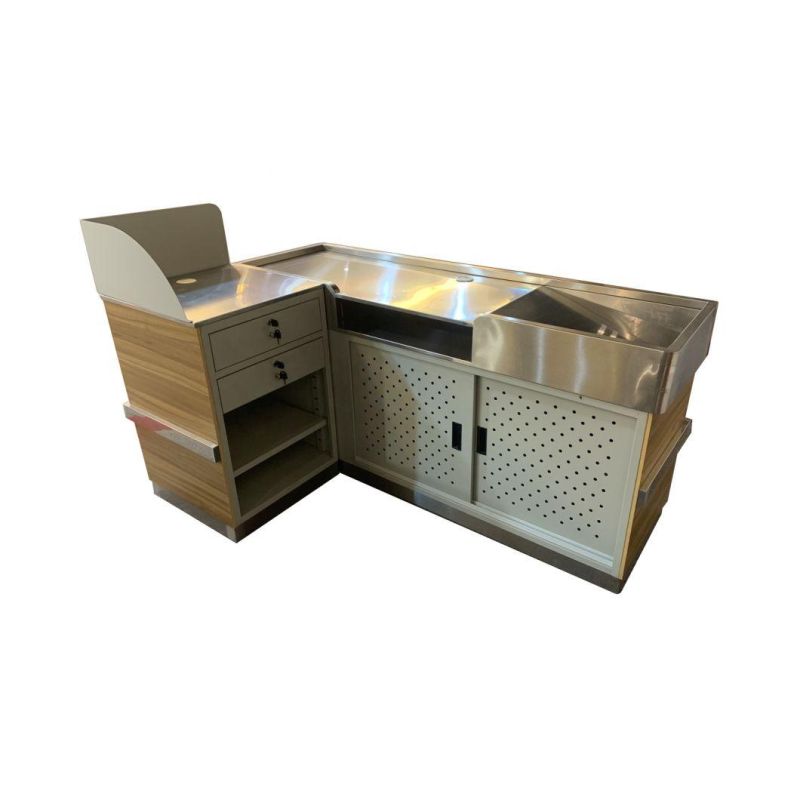Supermarket Checkout Counter Customized Cash Counter with Conveyor Belt