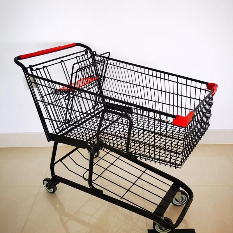 Metal Steel Supermarket 4 Wheel Shopping Trolley for Sale