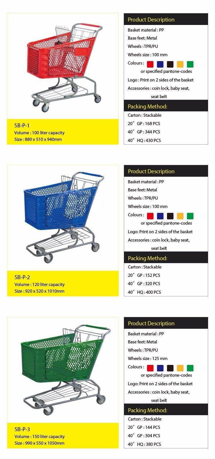 Supermarket Plastic Shopping Cart Plastic Shopping Trolley