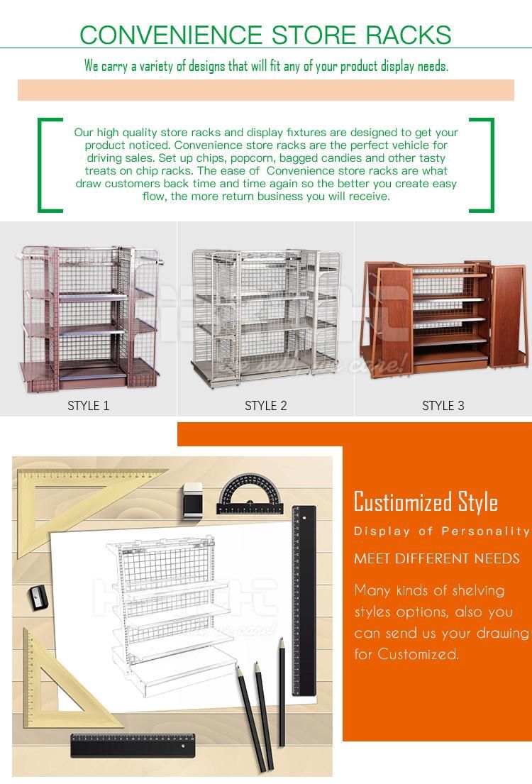 Double Side Metal Moved Convenience Store Shelf