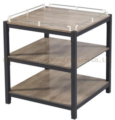 Supermarket Milk Steel-Wooden Display Stand Convenience Store Beverage Promotion Table