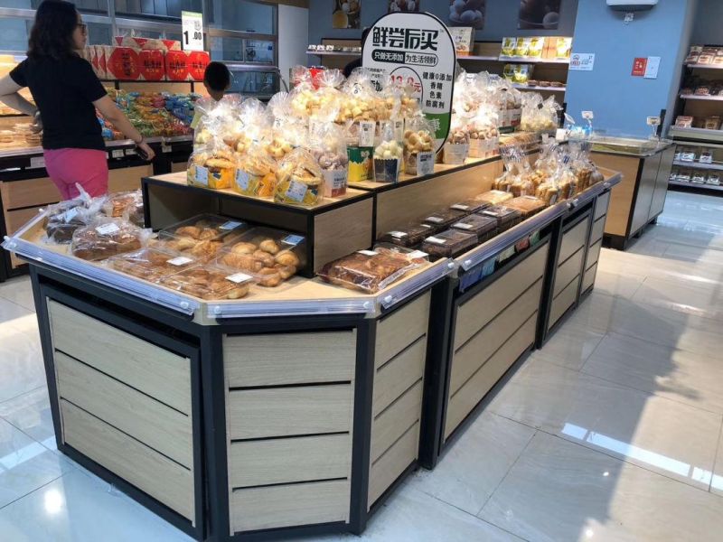 Hot Design Eco-Friendly Free Standing Bread Display Case for Bakery Shop