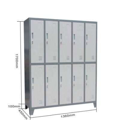 Custom Design Steel Line Furniture Metal Locker Cabinet 10 Doors for Gym Steel Commercial Clothes Storage Locker