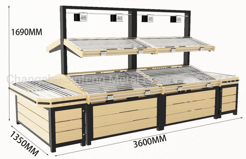 Fruit Display Shelves Wood Finished Fashionable Style Bin