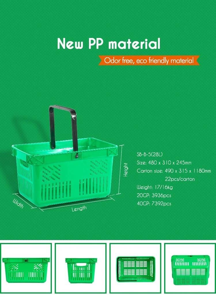 Fabric Handle Folding Shopping Baskets for Picnic