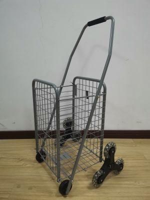 Steel Portable Folded Shopping Trolley with Handle