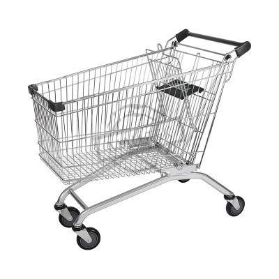 High Quality Zinc Plated Shopping European 150L Supermarket Trolley