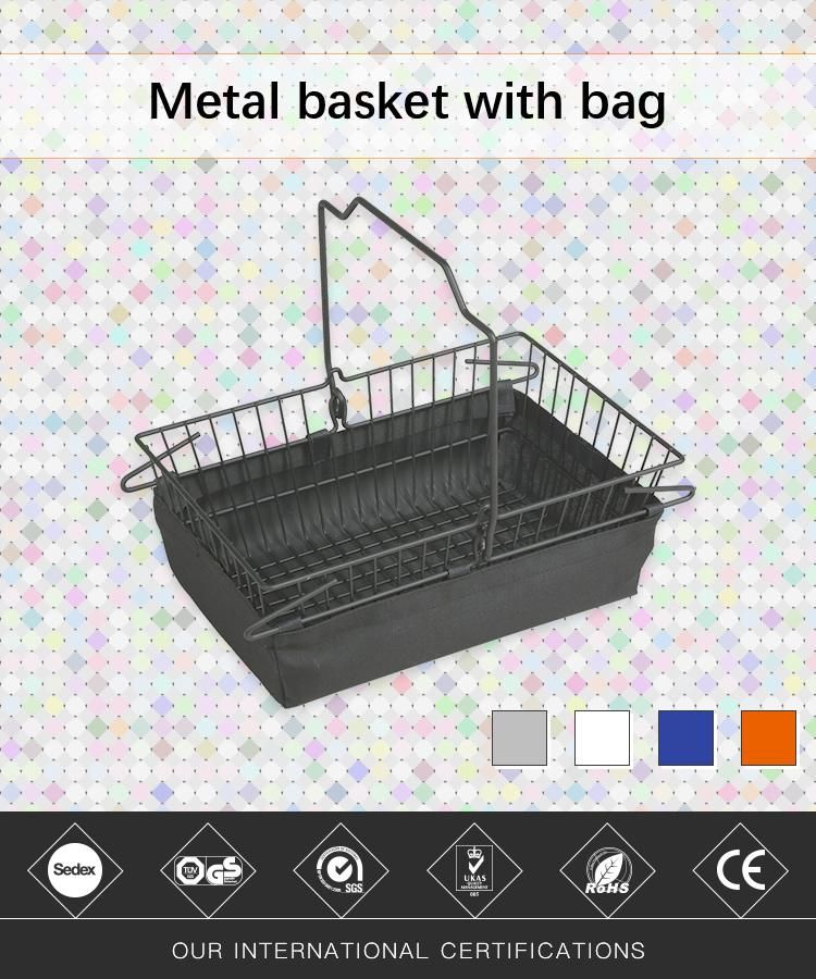 Supermarket Wire Metal Shopping Basket with Bag