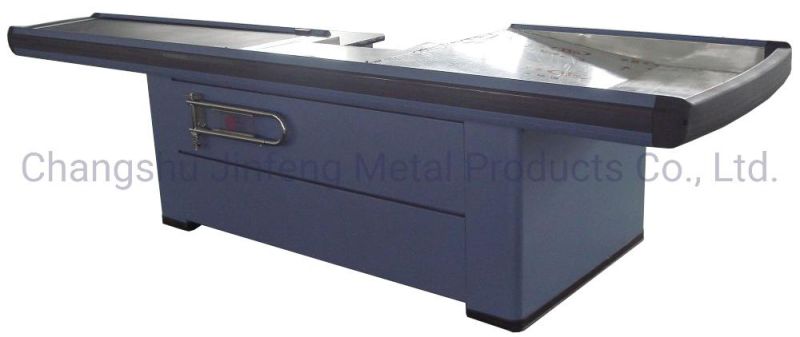 Supermarket & Store Fixture Electronic Cashier Counter with Conveyor Belt