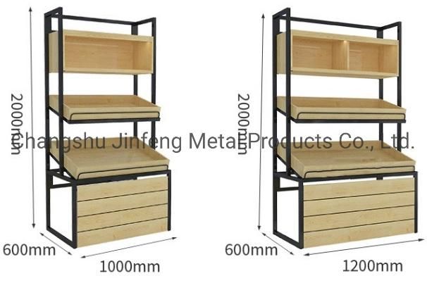 Supermarket Shelf Wooden Display Rack Wholesale Store Fruit and Vegetable Display Stand