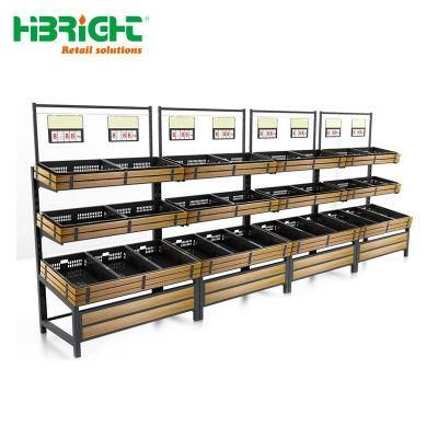 Stainless Steel 3-Tier Wall Mounted Vegetable Rack for Store by Heda Supermarket Equipments