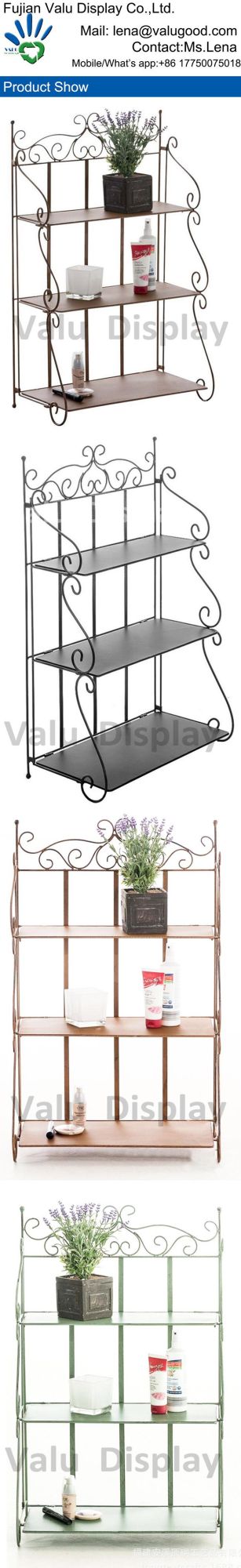 3-Tier Home and Outdoor Garden Decorative Metal Bathroom Balcony Shelf