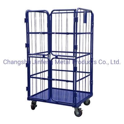 Supermarket Storage Shelf Metal Warehouse Foldable Logistics Storage Cage Carts