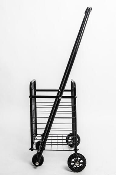 China Wholesale Metal Foldable Rolling Shopping Trolley Wheeled Grocery Cart