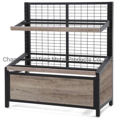 Supermarket Metal Fruit and Vegetable Shelving with Wire Mesh