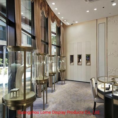 Modern Stainless Steel Diamond Cabinet Glass Jewelry Display Interior Design Showcase Shop