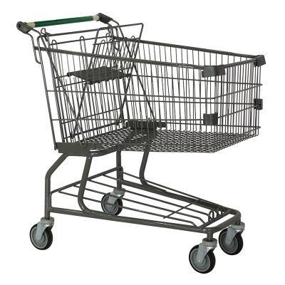 Supermarket Shopping Cart with 4 Wheels Metal Wire Grocery Shopping Trolley