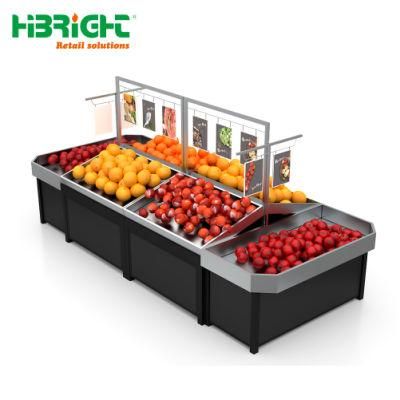 Heavy Duty Hypermarket Metal Organic Produce Fruit Display Rack