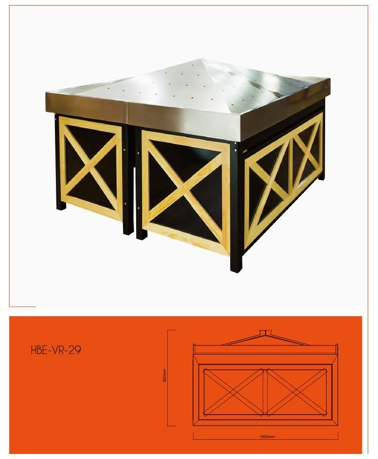 Metal and Wood Supermarket Shelf for Fruit Vegetable Display Table
