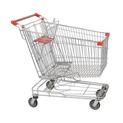 Large Size Asian Supermarket Metal Store Shopping Trolley with Child Seat