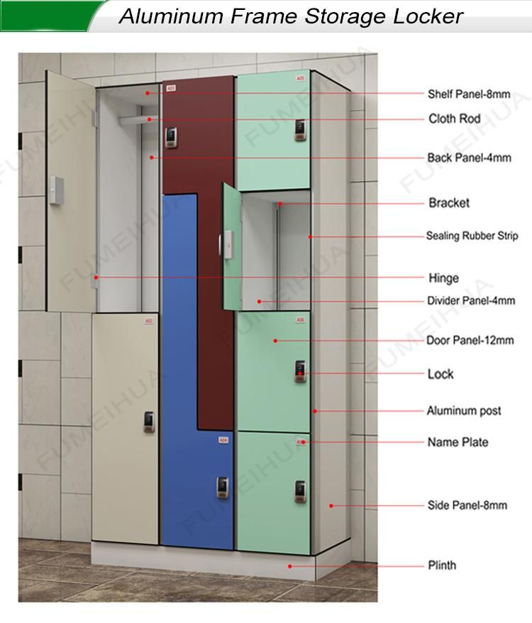 HPL Woodgrain Color Electrical Changing Room Clothes Locker