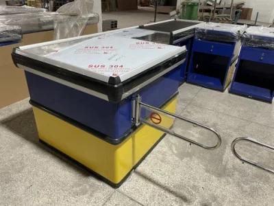 Supermarket Conveyor Checkout Counter Shop Cash Counter Design for Sale