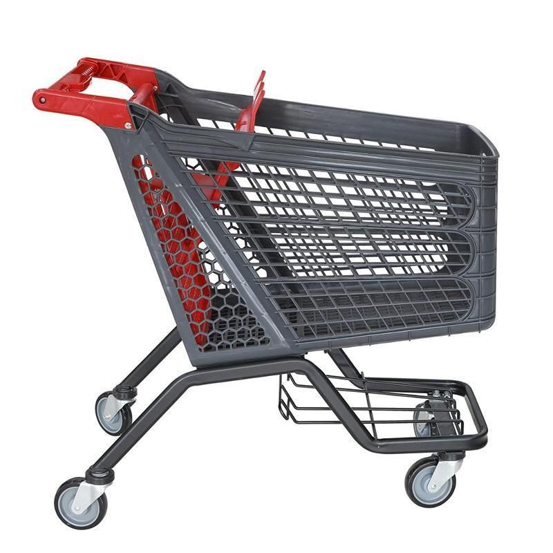 Large Size Heavy Duty Plastic Folding Shopping Trolley for Supermarket and Clothes Store