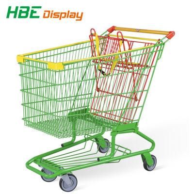 American Style 210L Powder Coated Metal Supermarket Shopping Trolley