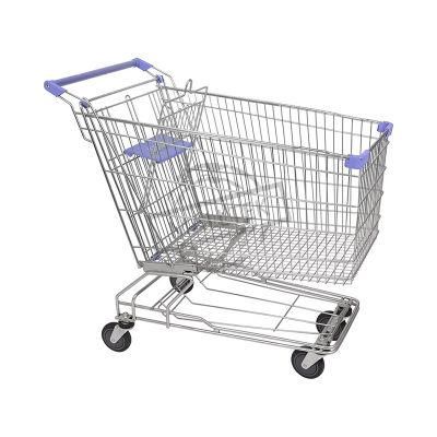 Asian Style Wire Basket Supermarket Shopping Center Trolley