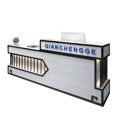 Simple Modern Design Shop Commercial Metal Counter Water Ripple Stainless Steel Front Desk