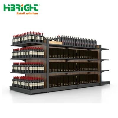 Customized Supermarket Shelf Wooden Display Wine Rack