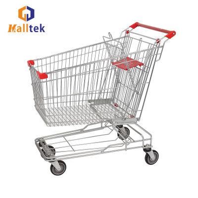 210L Asian Style Metal Supermarket Hand Push Shopping Trolley