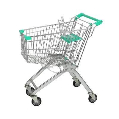 China European Supermarket Shopping 80L Trolley with PU Wheels