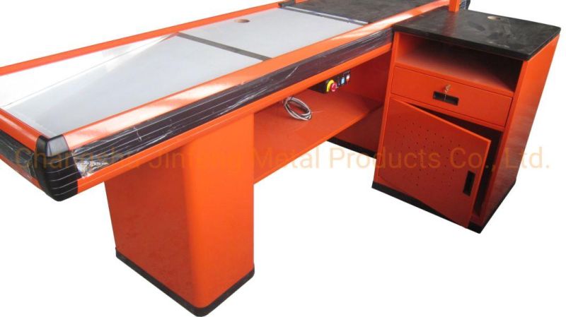 Stainless Steel Cash Reception Counter Desk with Motor and Belt