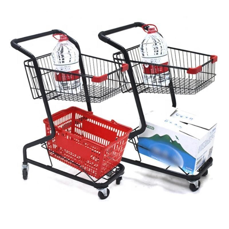 New Design Metal and Plastic Hand Push Shopping Trolley for Supermarket Shop