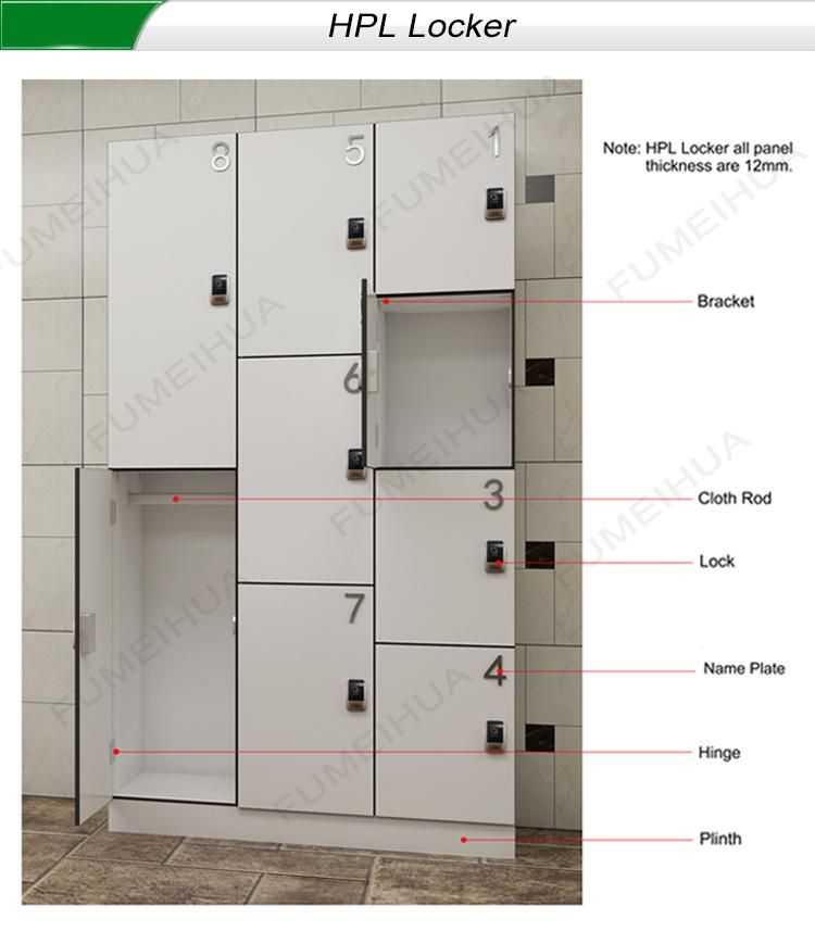 White Bevel Top Easy to Clean Clothes HPL SPA Lockers