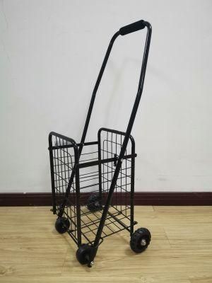 Four Wheeled Iron Shopping Trolley Foldable Cart with 21L Volume