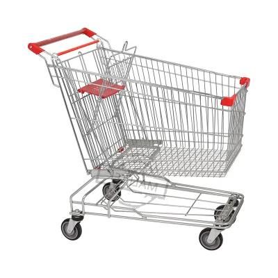 Popular Style 60L 4 Wheels Asian Metal Supermarket Trolley for India