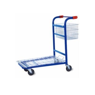 New Four Wheels Galvanized Plastic Sprayed Supermarket Shopping Flat Trolley