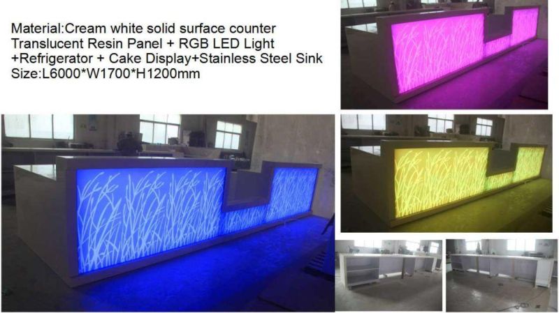 Translucent Stone Corian Commerical LED Lighted Bar Counter