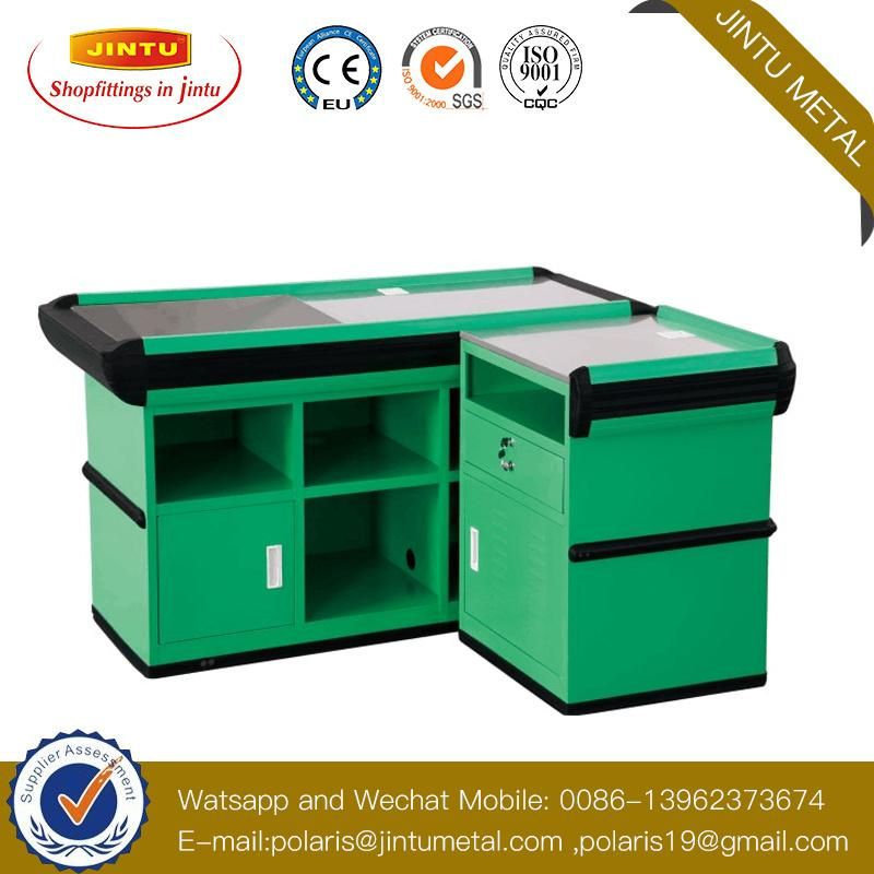 Supermarket Check out Counter, Cash Counter, with Plastic Bumper, Aluminum Alloy Bumper