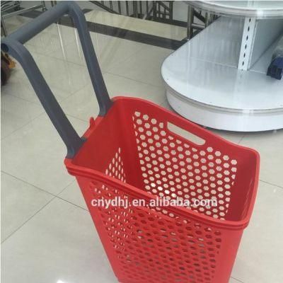 Four Wheels Supermarket Plastic Basket