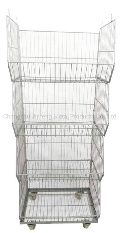 Supermarket Display Cage with Wheels Detachable Metal Removable Storage Cage